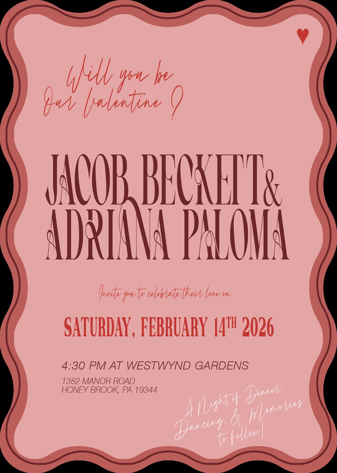 Valentine wedding invitation suite